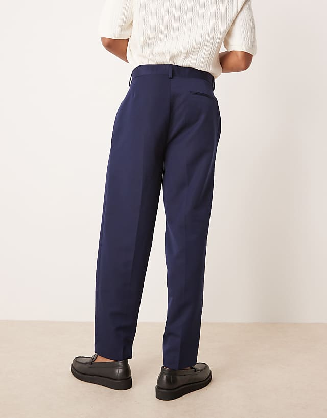 Asos ASOS DESIGN Smart Oversized Tapered Trousers Navy