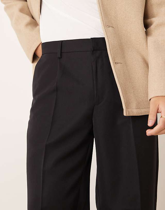 Asos ASOS DESIGN Smart Oversized Tapered Trousers With Front Pleat In Black