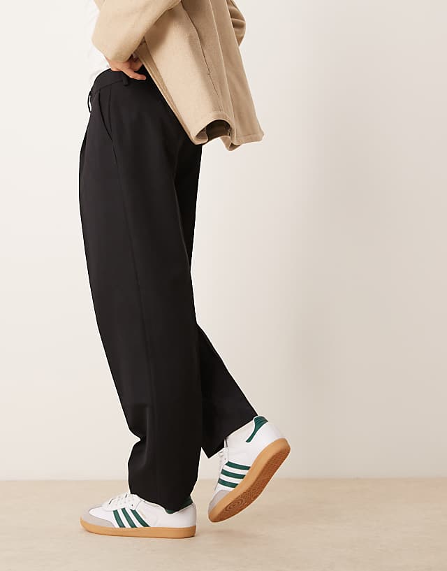 Asos ASOS DESIGN Smart Oversized Tapered Trousers With Front Pleat In Black