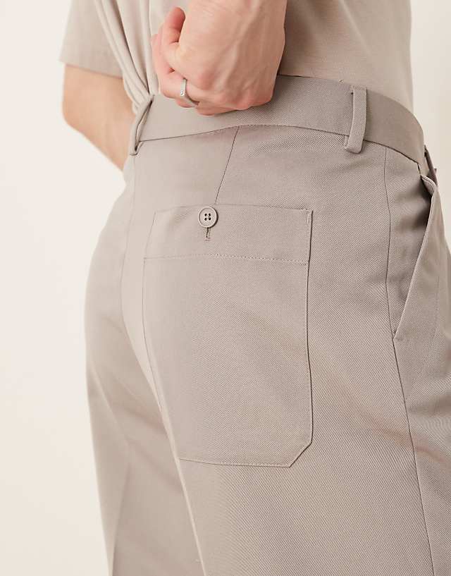 Asos ASOS DESIGN Smart Oversized Tapered Trousers With Double Pleats And Back Pocket Detail In Stone