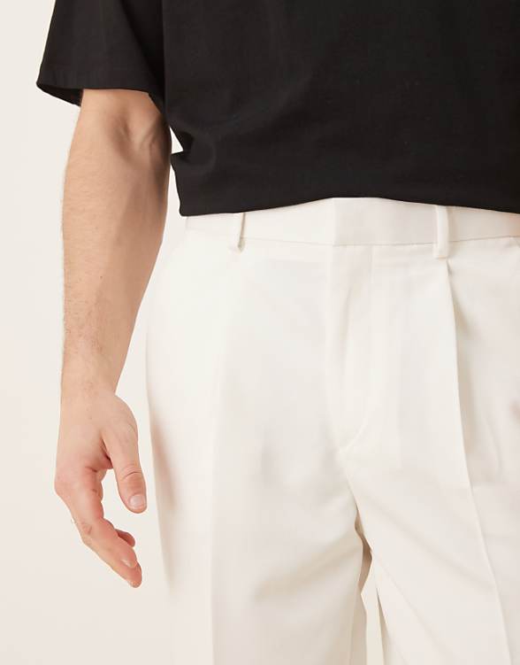 Asos ASOS DESIGN Smart Oversized Tapered Trousers With Front Pleat In White
