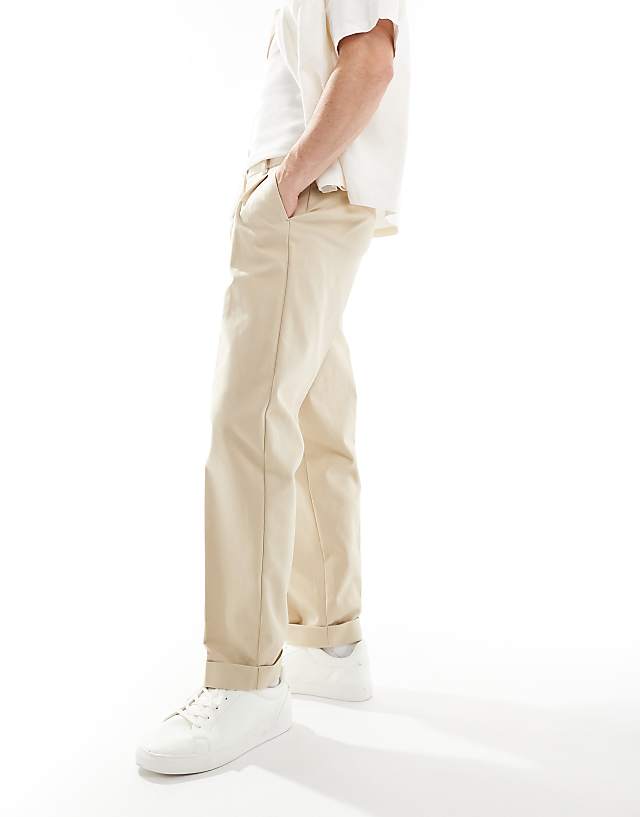 asos ASOS DESIGN smart premium cotton oversized tapered chino trousers in stone