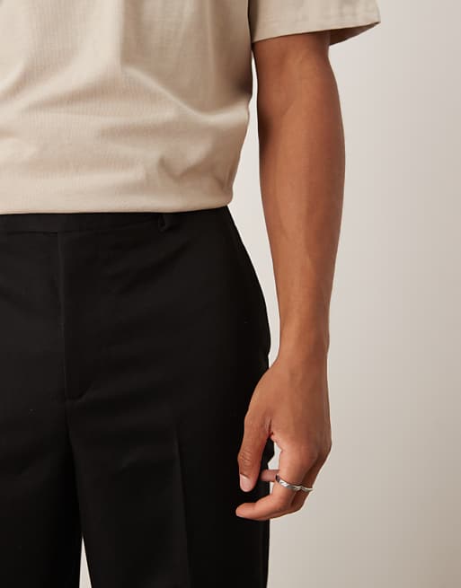 Asos ASOS DESIGN Smart Relaxed Tapered Fit Trousers In Black