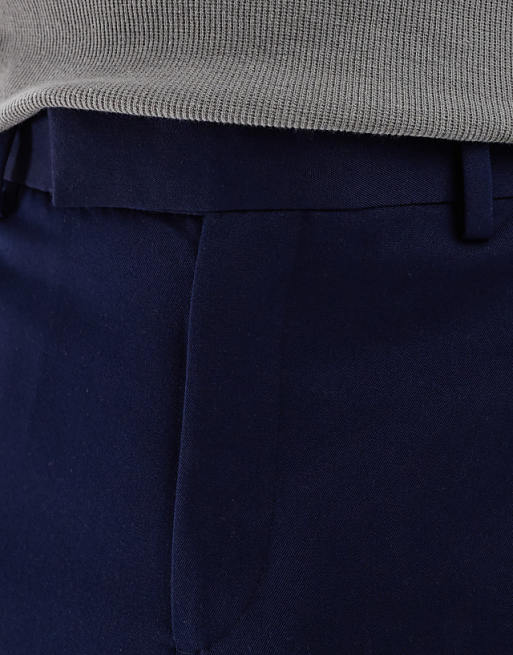 Asos ASOS DESIGN Smart Relaxed Tapered Fit Trousers In Navy