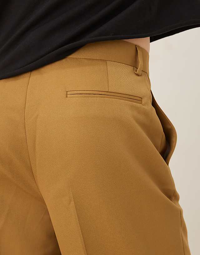 Asos ASOS DESIGN Smart Relaxed Tapered Fit Trousers In Camel