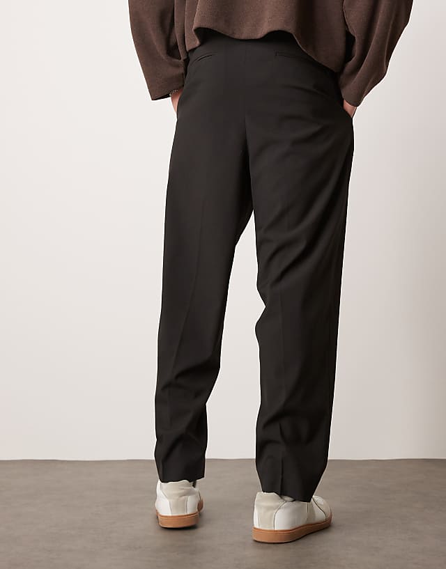 Asos ASOS DESIGN Smart Relaxed Tapered Fit Trousers In Black