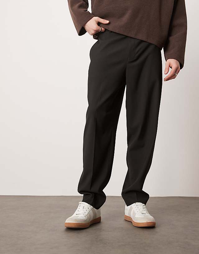 asos ASOS DESIGN smart relaxed tapered fit trousers in black