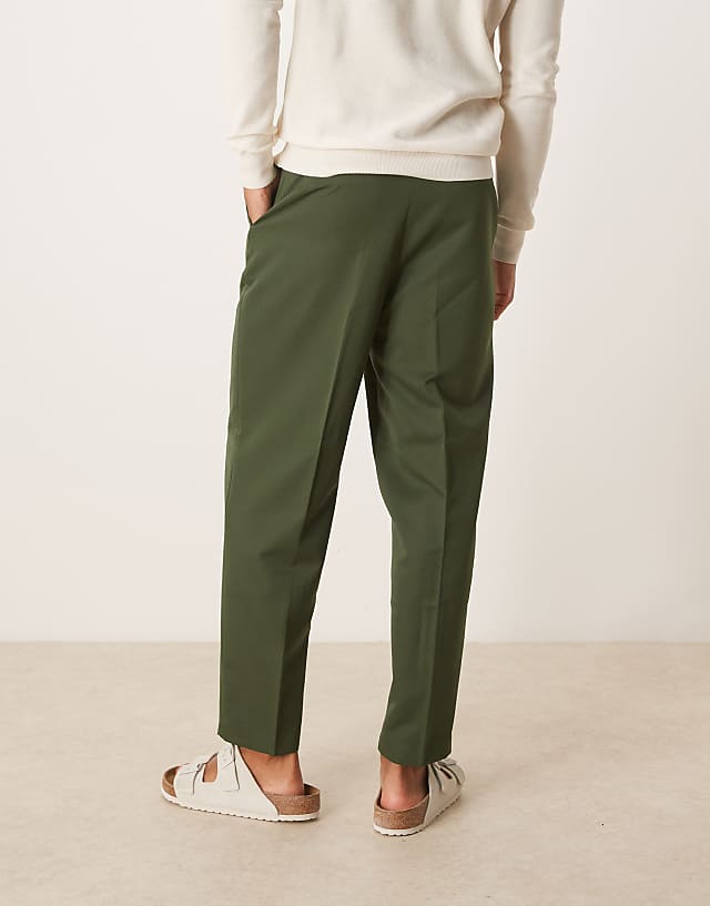 Asos ASOS DESIGN Smart Relaxed Tapered Fit Trousers In Dark Green