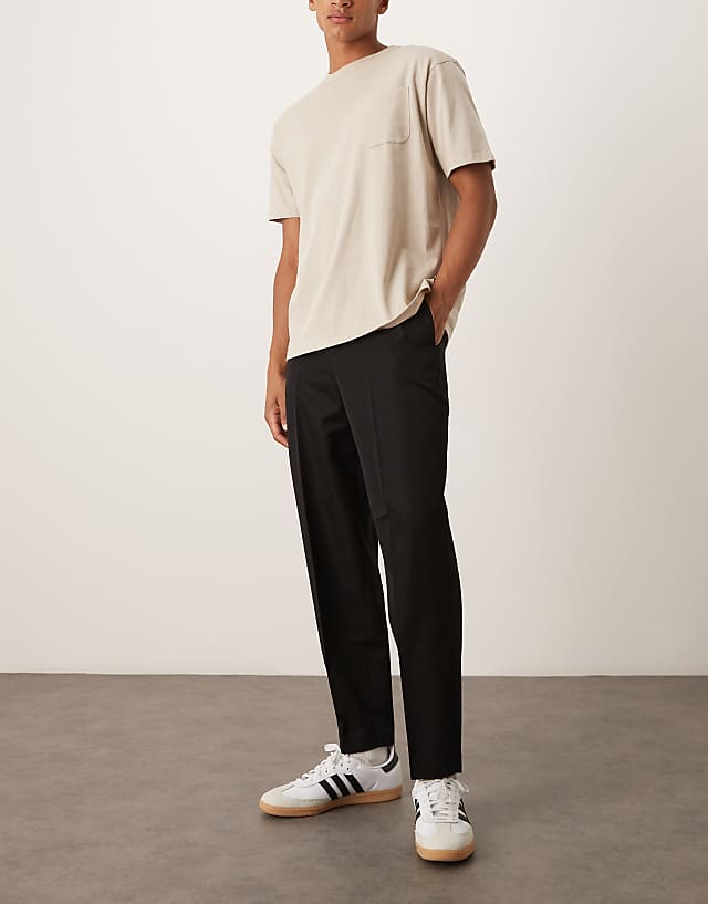 asos ASOS DESIGN smart relaxed tapered fit trousers in black