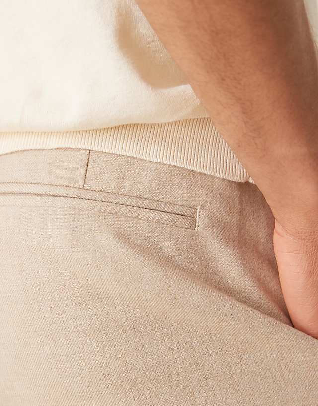 Asos ASOS DESIGN Smart Relaxed Tapered Trousers With Front Pleats In Stone Brushed Fabric