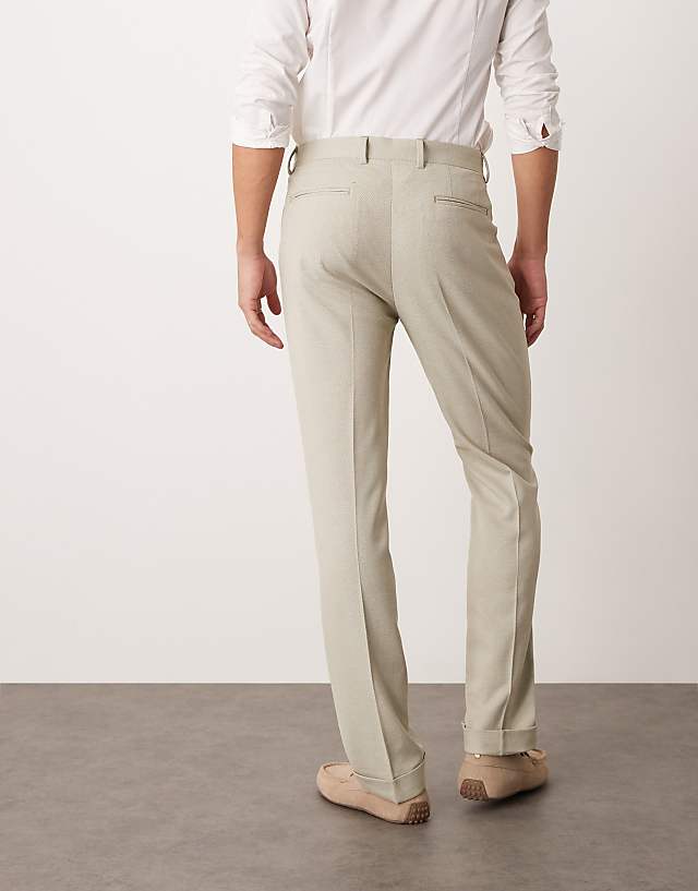 Asos ASOS DESIGN Smart Slim Fit Chino Trousers In Micro Texture Sage Green
