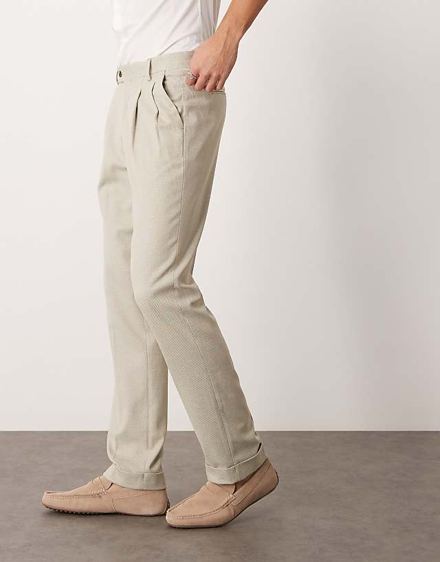 Asos ASOS DESIGN Smart Slim Fit Chino Trousers In Micro Texture Sage Green