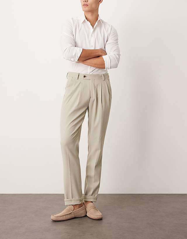 asos ASOS DESIGN smart slim fit chino trousers in micro texture sage green