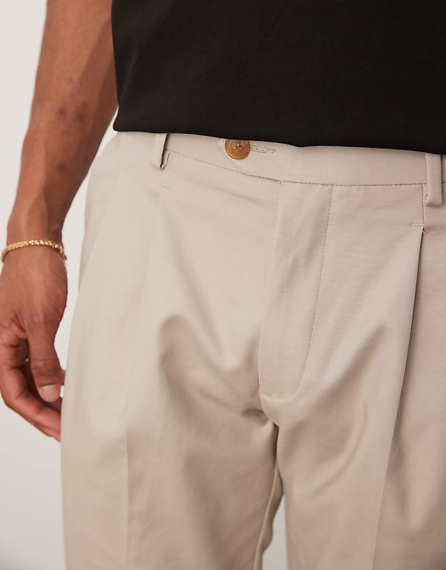 Asos ASOS DESIGN Smart Slim Fit Cotton Chino Trousers In Stone