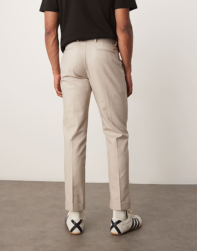 Asos ASOS DESIGN Smart Slim Fit Cotton Chino Trousers In Stone