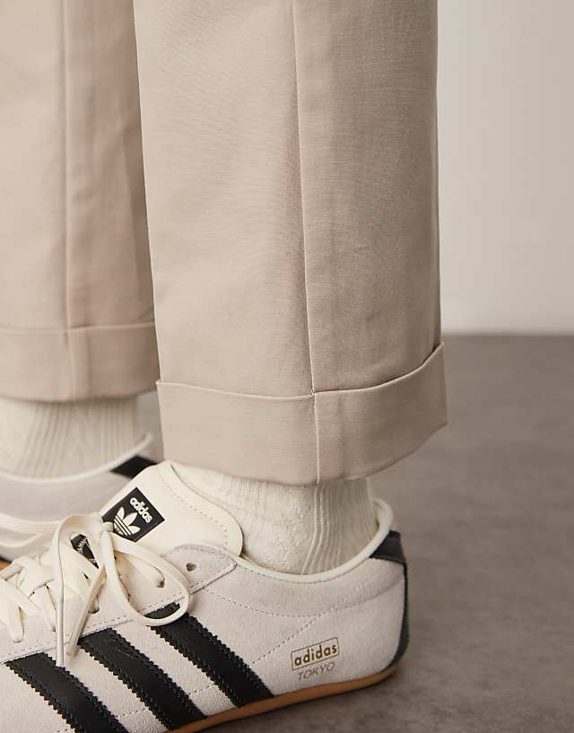 Asos ASOS DESIGN Smart Slim Fit Cotton Chino Trousers In Stone