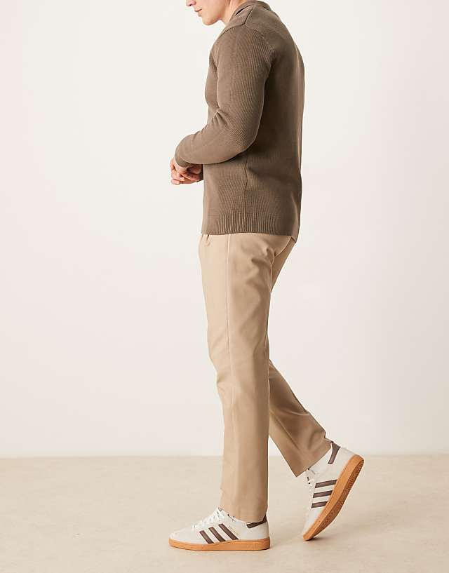 Asos ASOS DESIGN Smart Slim Fit Cotton Trousers In Tan