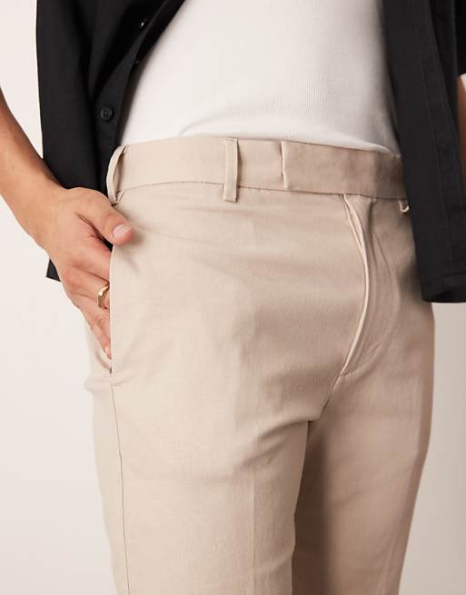 Asos ASOS DESIGN Smart Slim Fit Linen Blend Shorts In Stone