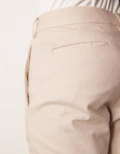 Asos ASOS DESIGN Smart Slim Fit Linen Blend Shorts In Stone