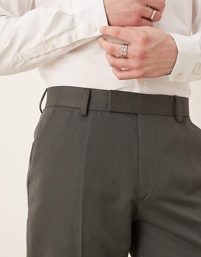 Asos ASOS DESIGN Smart Slim Fit Trousers In Charcoal
