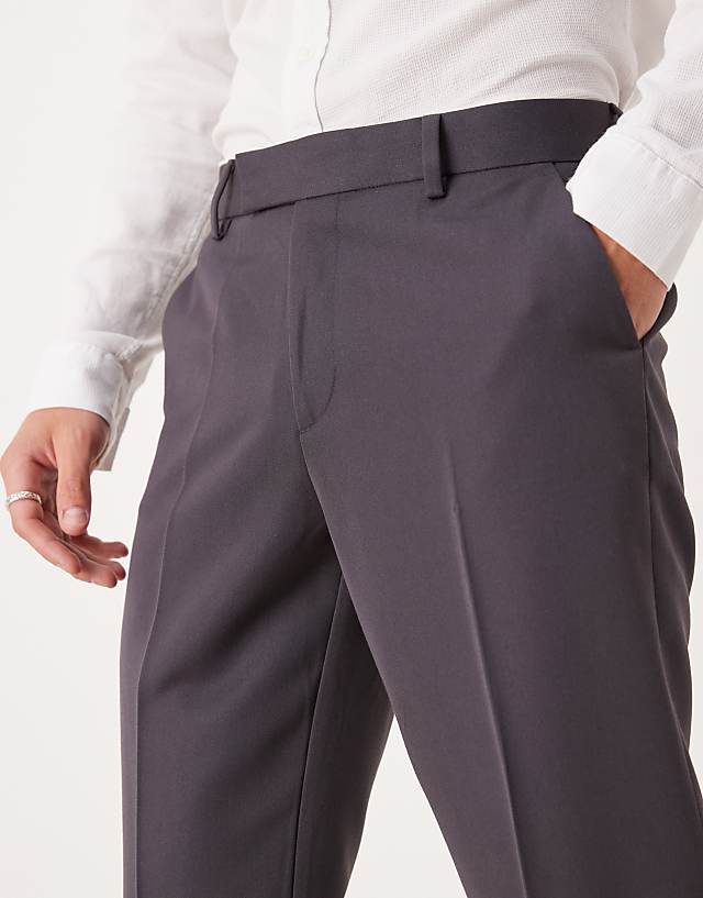 Asos ASOS DESIGN Smart Slim Fit Trousers In Charcoal