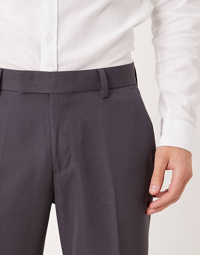 Asos ASOS DESIGN Smart Slim Fit Trousers In Charcoal