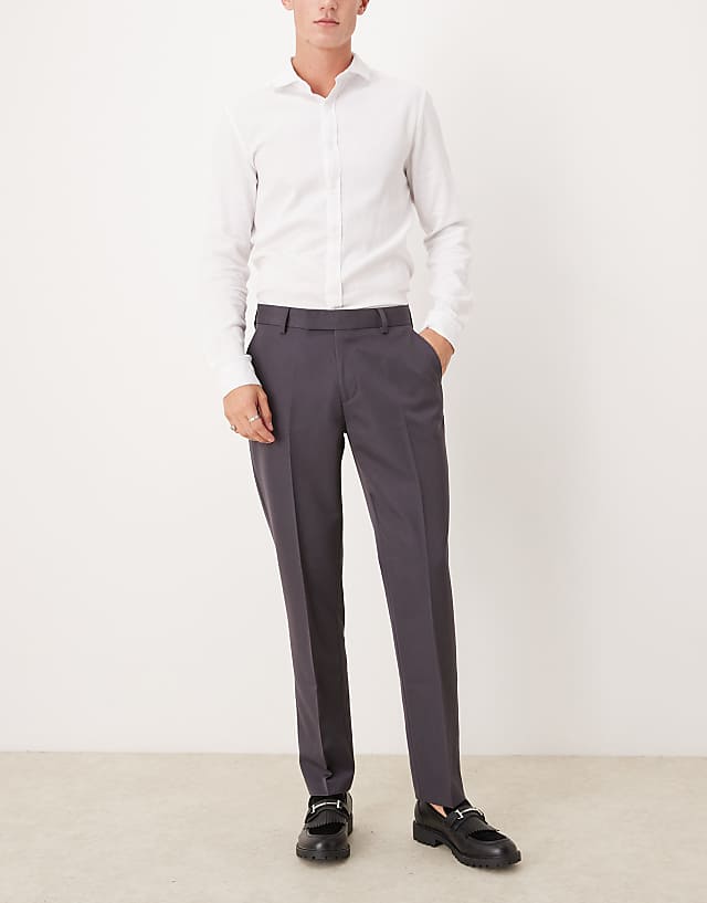 asos ASOS DESIGN smart slim fit trousers in charcoal