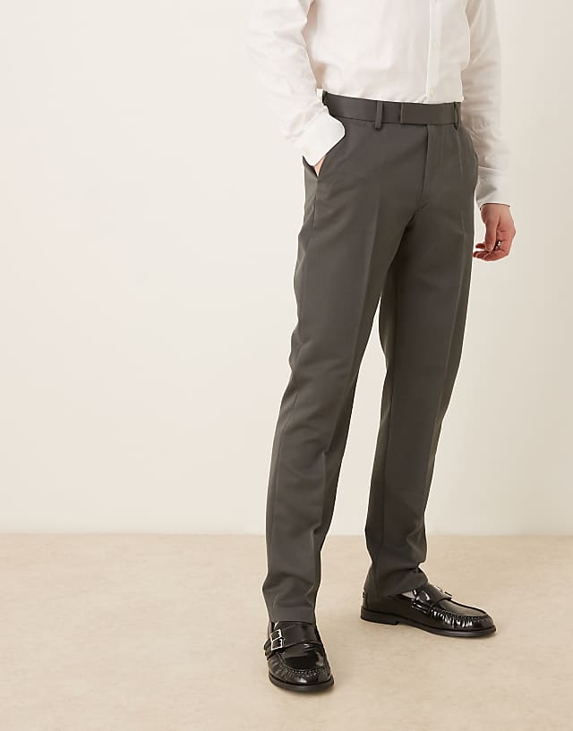 asos ASOS DESIGN smart slim fit trousers in charcoal