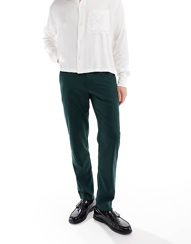Asos ASOS DESIGN Smart Slim Fit Trousers In Forest Green