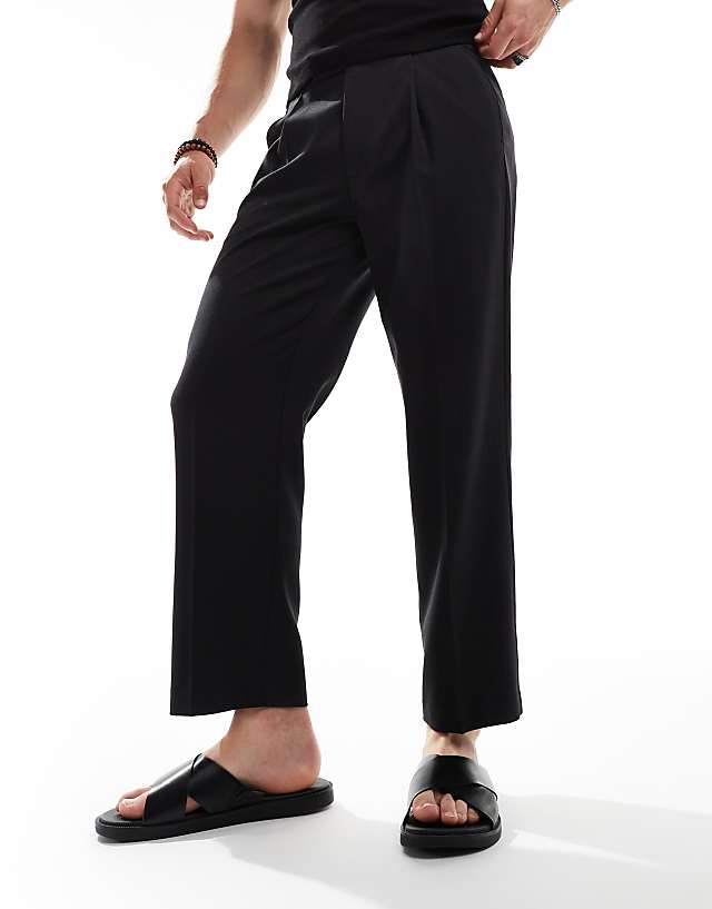 asos ASOS DESIGN smart straight crop trouser in black