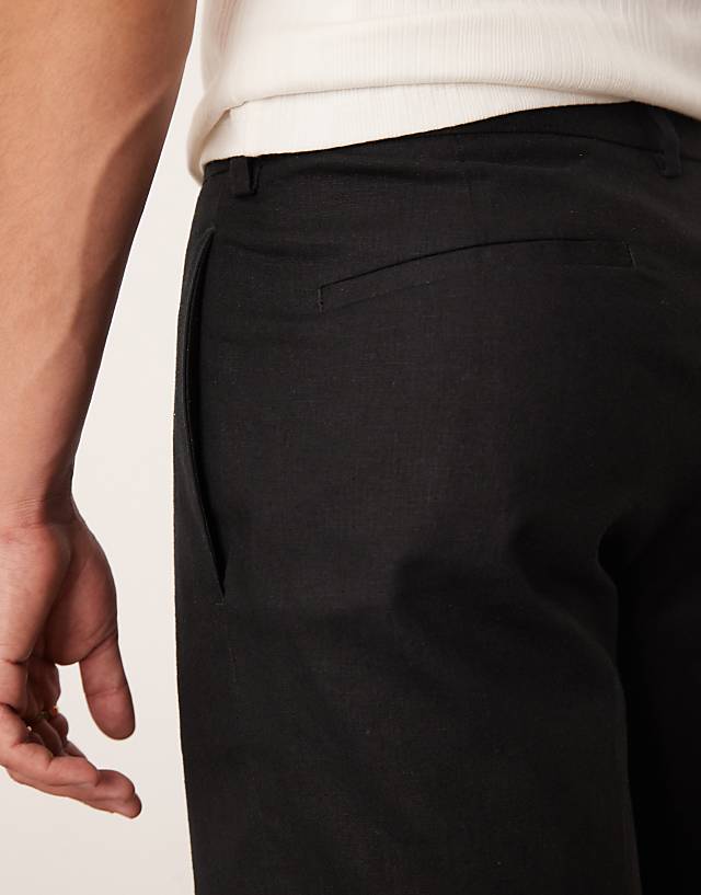Asos ASOS DESIGN Smart Straight Fit Linen Blend Shorts In Black