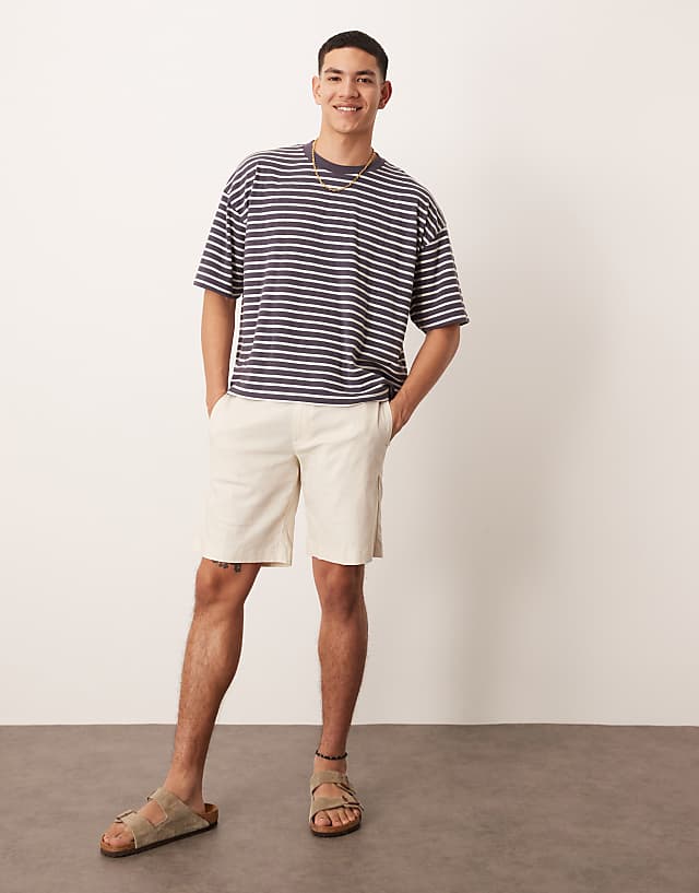 Asos ASOS DESIGN Smart Straight Fit Linen Blend Shorts In Ecru