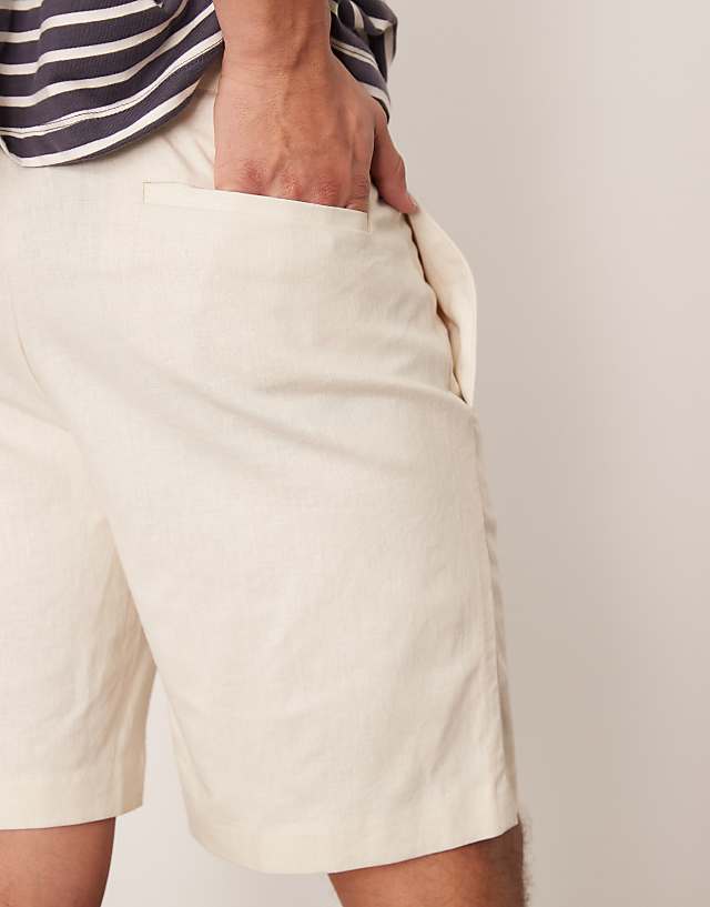 Asos ASOS DESIGN Smart Straight Fit Linen Blend Shorts In Ecru