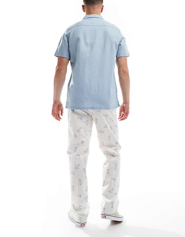 Asos ASOS DESIGN Smart Straight Fit Trousers In Blue Ditsy Floral Print