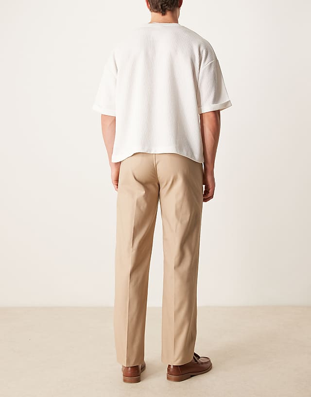 Asos ASOS DESIGN Smart Straight Leg Cotton Premium Chino In Tan