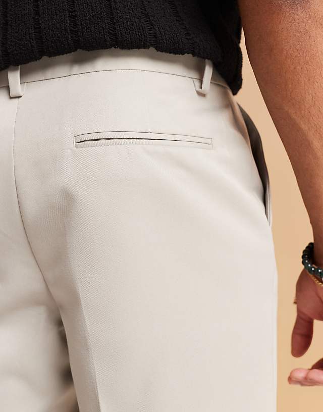 Asos ASOS DESIGN Smart Straight Leg Cropped Trousers In Light Grey