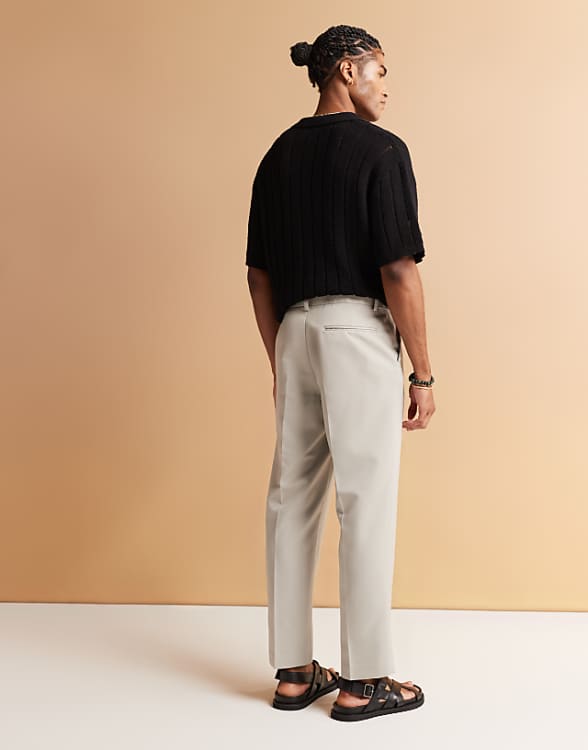 Asos ASOS DESIGN Smart Straight Leg Cropped Trousers In Light Grey
