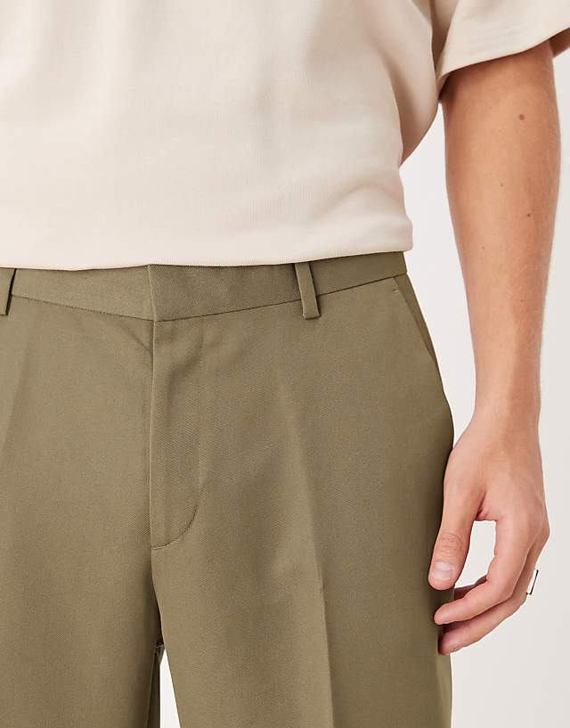 Asos ASOS DESIGN Smart Straight Leg Cropped Trousers In Brown