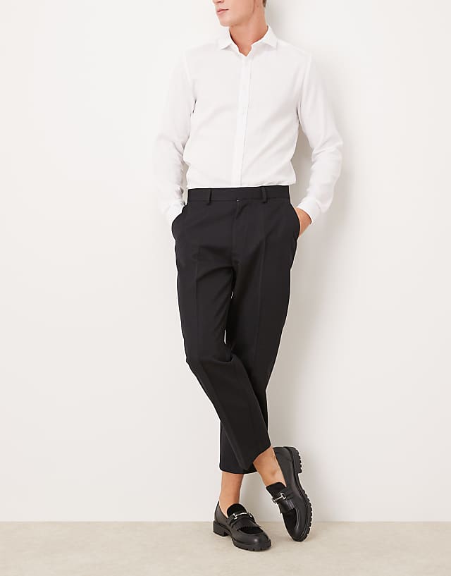 asos ASOS DESIGN smart straight leg cropped trousers in black