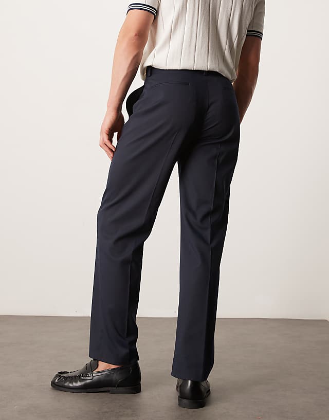 Asos ASOS DESIGN Smart Straight Leg Micro Texture Trousers In Dark Navy