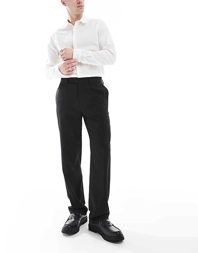 asos ASOS DESIGN smart straight leg trousers in black