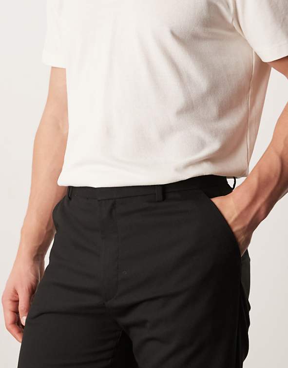 Asos ASOS DESIGN Smart Straight Leg Trousers In Black