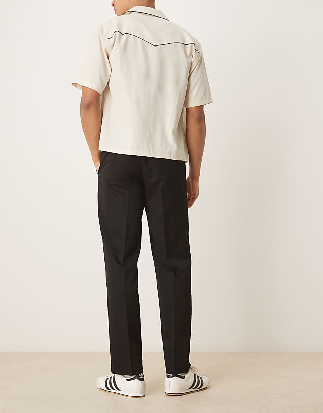 Asos ASOS DESIGN Smart Straight Leg Trousers In Black With Elasticated Waist