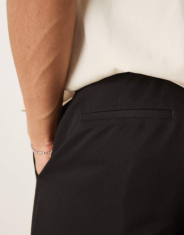 Asos ASOS DESIGN Smart Straight Leg Trousers In Black With Elasticated Waist