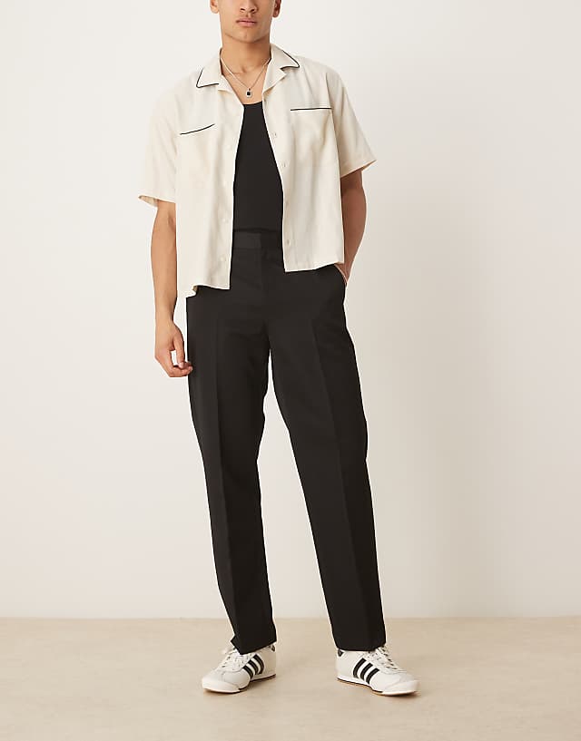 Asos ASOS DESIGN Smart Straight Leg Trousers In Black With Elasticated Waist