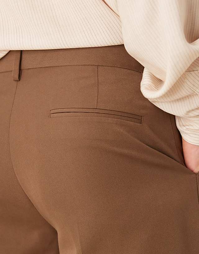 Asos ASOS DESIGN Smart Straight Leg Trousers In Brown