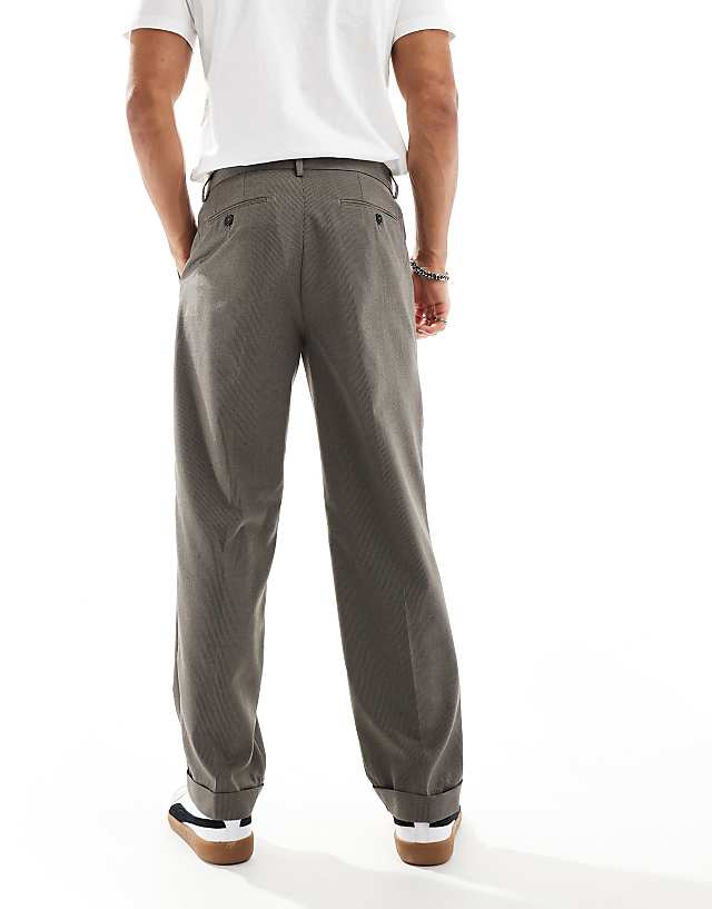 Asos ASOS DESIGN Smart Straight Leg Trousers In Brown Microtexture