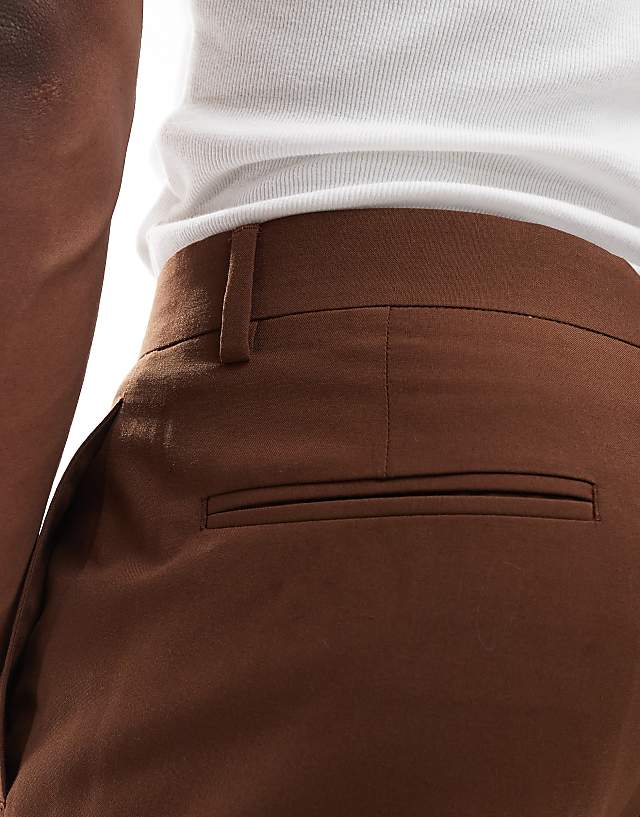 Asos ASOS DESIGN Smart Straight Leg Trousers In Brown