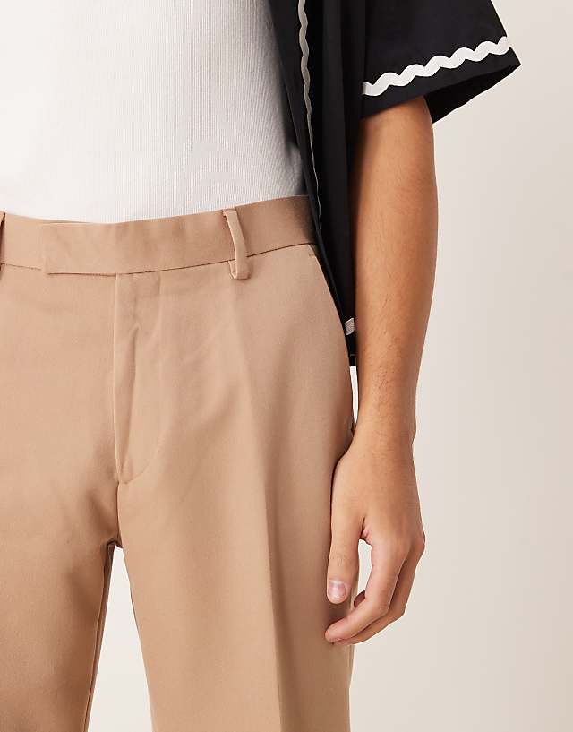 Asos ASOS DESIGN Smart Straight Leg Trousers In Camel