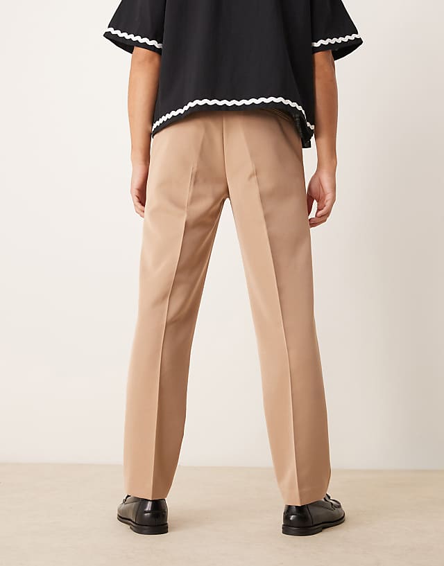Asos ASOS DESIGN Smart Straight Leg Trousers In Camel